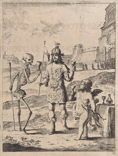 Fable of Cupido, Death and Reputation. Dirk Stoop, John Ogilby, 1665
