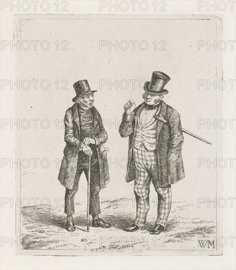 Two men with cane and top hat, Christiaan Wilhelmus Moorrees, 1811-1867