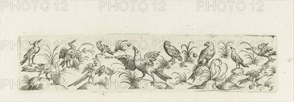 Frieze eleven birds and insect, Pieter Serwouters, Hans Collaert (I), Marcus Geeraerts, c. 1607