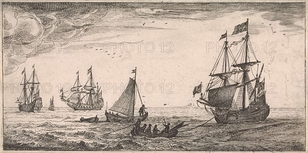 Ships at sea, Jacob Quack, Jan Houwens I, 1665