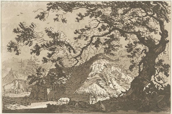 Landscape with two farms, Hendrik Meijer, Timothy Sheldrake, 1789 - 1793