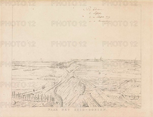 View of the countryside southeast of Nijmegen, The Netherlands, print maker: Derk Anthony van de Wart, 1815 - 1824