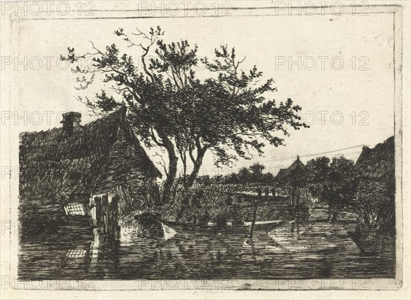 River Landscape with farm, FranÃ§ois Joseph Pfeiffer (II), 1793 - 1835