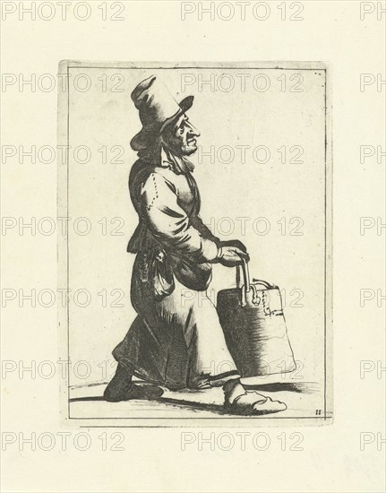 Man with bucket, Pieter Jansz. Quast, Frederik de Wit, 1639 - 1706