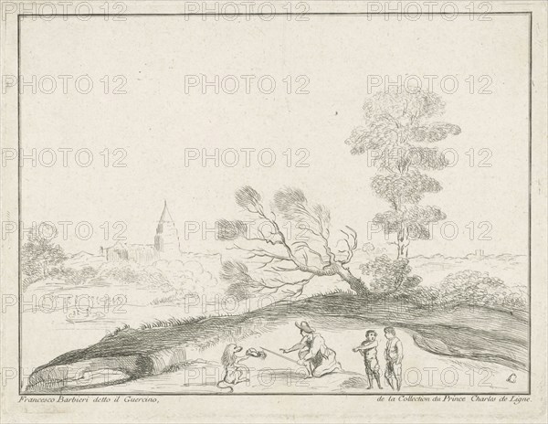 Landscape with lion, Charles Joseph Emmanuel de Ligne, 1774 - 1792