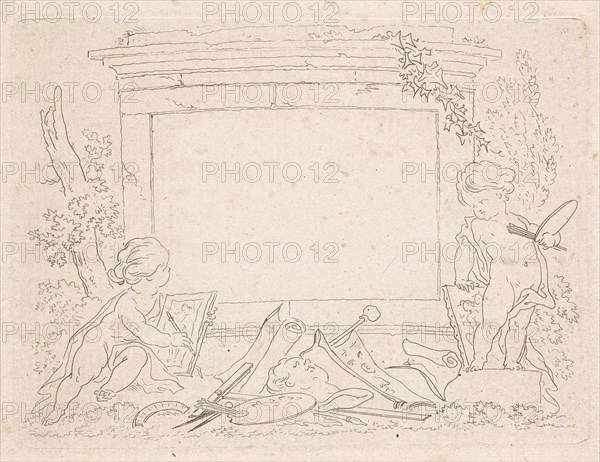 Vignette with drawing and painting gear, Derk Anthony van de Wart, 1782 - 1824