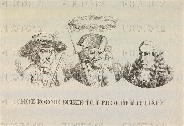Cartoon on equality and brotherhood, 1795, print maker: Hermanus Fock attributed to, 1795
