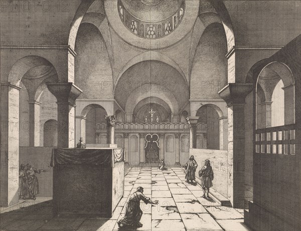 Interior of Greek domed church at Chalcedon, Jan Luyken, 1698