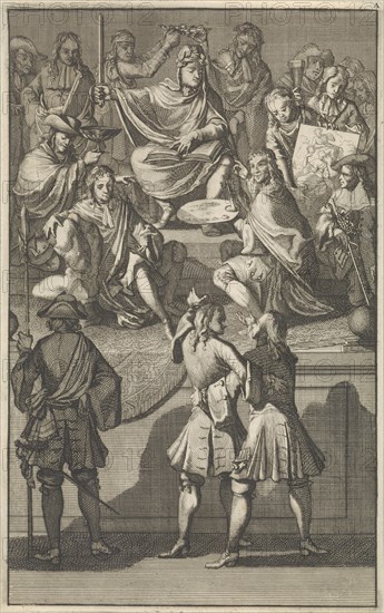 Receipt of Cornelis de Bruyn as a new member of the Bentvueghels, 1674, Caspar Luyken, 1698