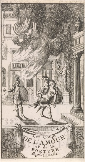 Title page for Les coups de l'Amour et de la Fortune, in P Quinault, Le Theatre, Volume I, 1697, Caspar Luyken, Antoine Schelte, 1697