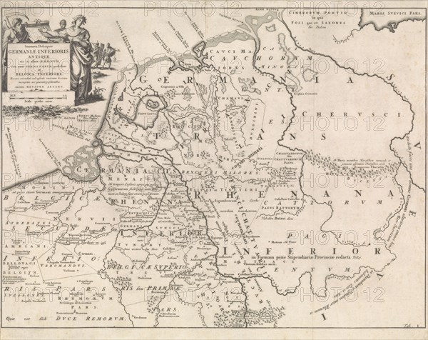 Historical map of the Netherlands at the time of the Frisians, Franks and Saxons I, Jan Luyken, Henricus Wetstein, 1697