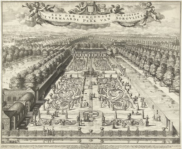 Parterre Garden at Zorgvliet, The Netherlands, Johannes Jacobsz van den Aveele, Nicolaes Visscher (II), Staten-Generaal, c. 1691 - in or before 1698