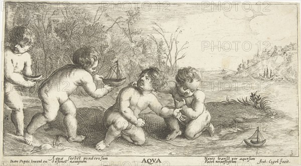 Children playing with boats, Joseph Antoine Cochet, Johannes Popels c. 1645 - c. 1670