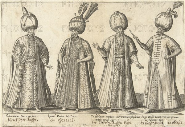 Dress of Ottoman dignitaries around 1580, Abraham de Bruyn, Joos de Bosscher, 1581