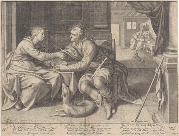 Esau sells his birthright to Jacob William Isaacsz. van Swanenburg, Petrus Scriverius, Johannes Janssonius, 1609