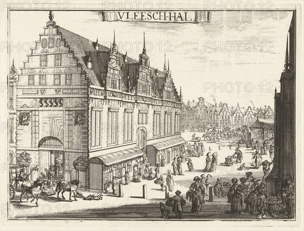 View of the Vleeshal Haarlem, The Netherlands, Romeyn de Hooghe, 1688 - 1689