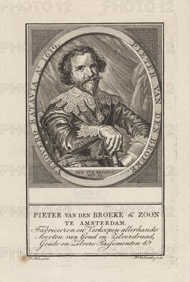 Portrait of businessman and governor Pieter van den Broecke, print maker: DaniÃ«l Veelwaard I, Frans Hals, 1776 - 1851