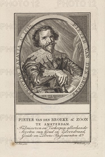 Portrait of businessman and governor Pieter van den Broecke, print maker: Daniël Veelwaard I, Frans Hals, 1776 - 1851