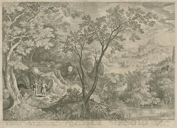 Landscape with Jeroboam and the prophet Ahijah, Claes Jansz. Visscher (II), 1601 - 1652