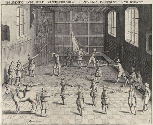 Fencing School of the University of Leiden, The Netherlands, Willem Isaacsz. van Swanenburg, Jan Cornelisz. van 't Woudt, Claes Jansz. Visscher II, 1610
