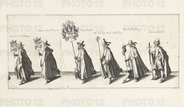 The funeral procession (Plate 6), 1623, Simon Frisius, Hendrick Hondius (I), 1615