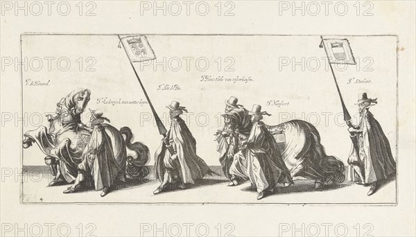 The funeral procession (Plate 4), 1623, Simon Frisius, Hendrick Hondius (I), 1615