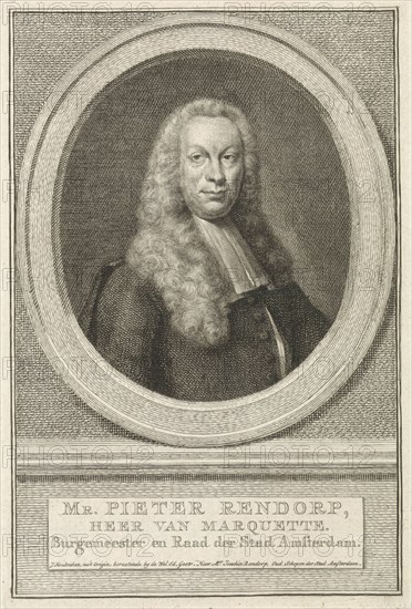 Portrait of Pieter Rendorp, Jacob Houbraken, 1708 - 1780