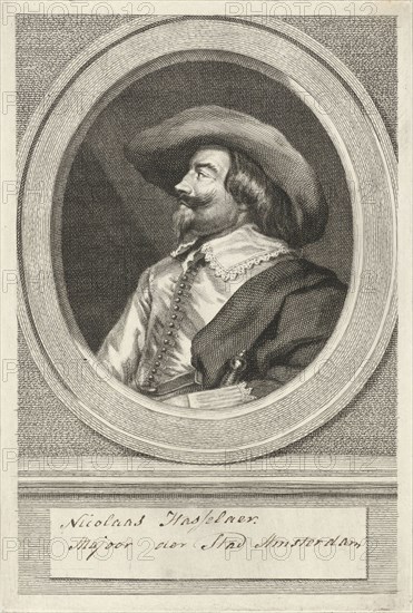 Portrait of Nicholas Hasselaer, Jacobus Houbraken, Jacob Adriaensz. Backer, Hendrik Pothoven, 1747 - 1759