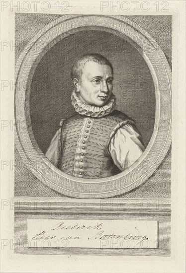 Portrait of Dirk van Bronckhorst Batenburg, Jacob Houbraken, Hendrick Goltzius, 1747 - 1749