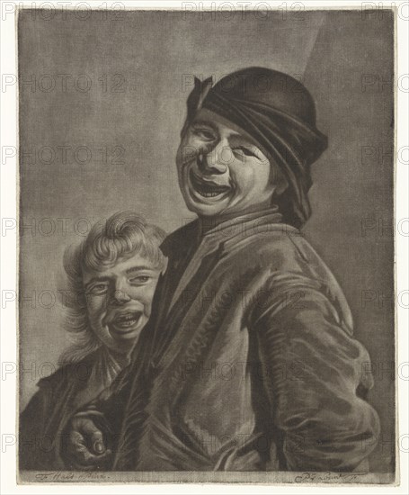 Two laughing boys, Pieter Louw, 1743 - 1800