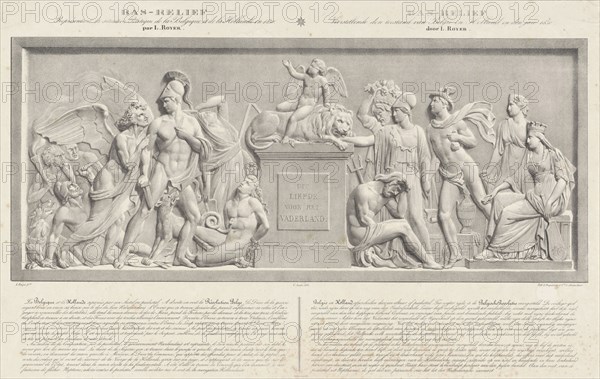 Allegorical sculpture, the Belgian Revolution in 1830, Carel Christiaan Anthony Last, Desguerrois Co., 1831-1835