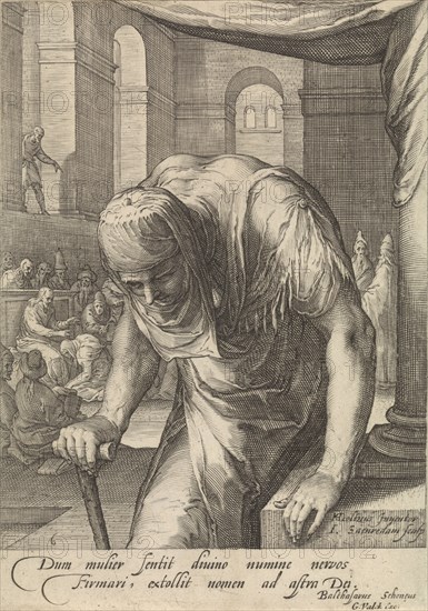 The bent woman, Jan Saenredam, Balthasarus Schonaeus, Gerard Valck, 1661 - 1726