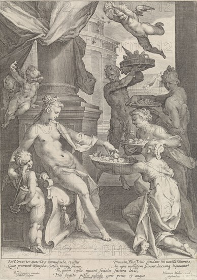 Venus Honored by Nymphs and a Faun, Jan Harmensz. Muller, Clement de Jonghe, Harmen Jansz Muller, 1640 - 1670