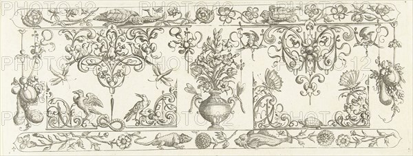 Edge Decoration featuring two turtles, Michiel le Blon, Anonymous, after 1611 - c. 1656