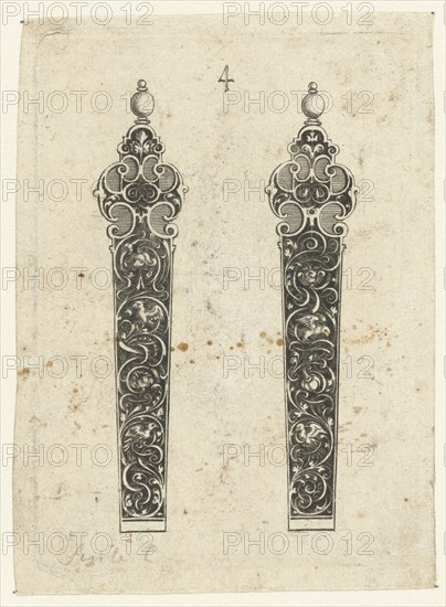 Two knife handles, Michiel le Blon, c. 1597 - c. 1656