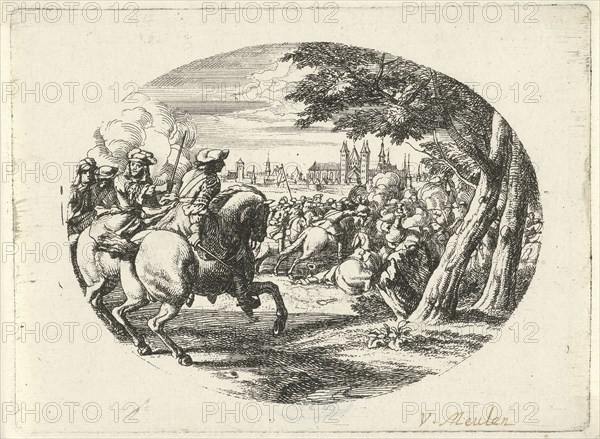Siege of a city, print maker: Jan van Huchtenburg, Adam Frans van der Meulen, 1674 - 1733