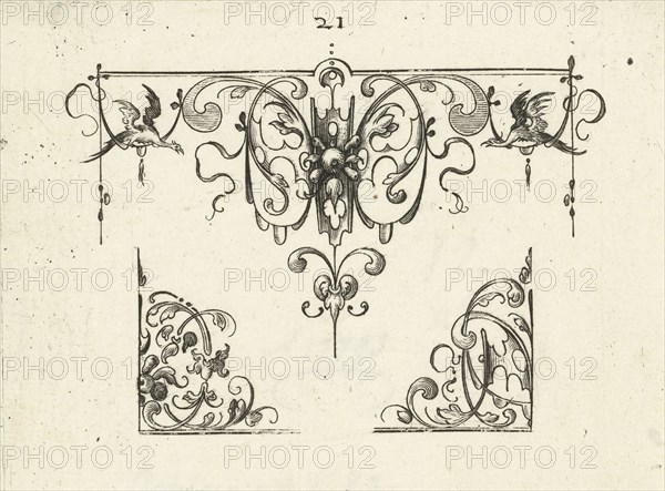 Ornament featuring a bird, Michiel le Blon, Anonymous, Balthasar Caymox, after 1611 - 1635