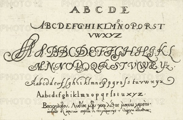 Six alphabets, Michiel le Blon, Anonymous, Balthasar Caymox, after 1611 - 1635