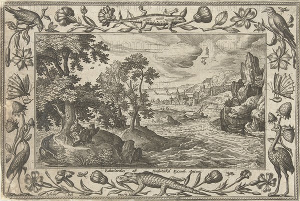 Apostle John on Patmos, Adriaen Collaert, Eduwart van Hoeswinckel, 1582 - 1586