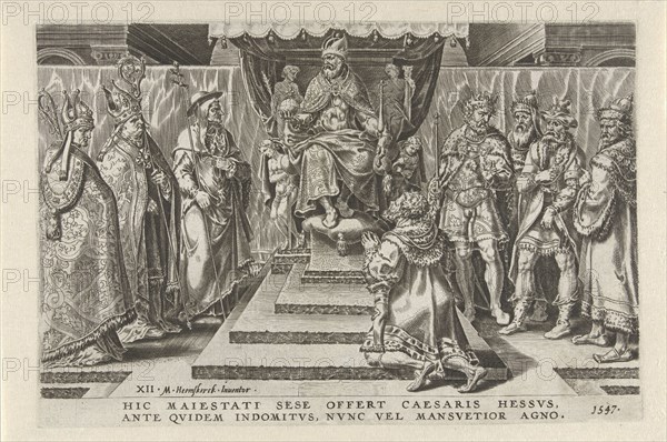 Surrender of the Landgrave of Hesse, 1547, Dirck Volckertsz Coornhert, Maarten van Heemskerck, 1555 - 1556