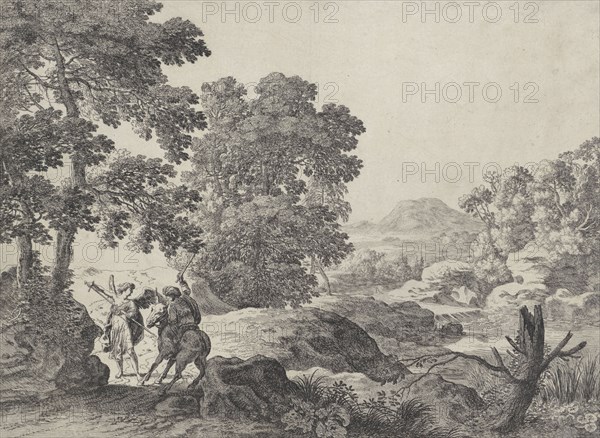 Balaam and the donkey with the angel, Herman van Swanevelt, 1629-1641