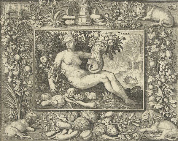 The element of earth as a woman, Nicolaes de Bruyn, Frederik de Wit, Francoys van Beusekom, 1581 - 1656