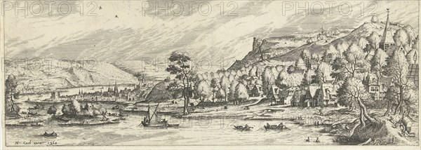 River landscape, print maker: Johannes of Lucas van Doetechum, Hans Bol, Hieronymus Cock, 1562