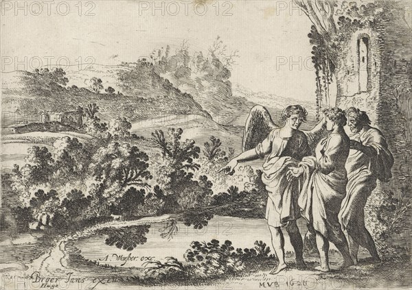 Tobias, Tobit and the Angel, Moyses van Wtenbrouck, Broer Jansz (Den Haag), Abraham van Waesberge (I), 1620