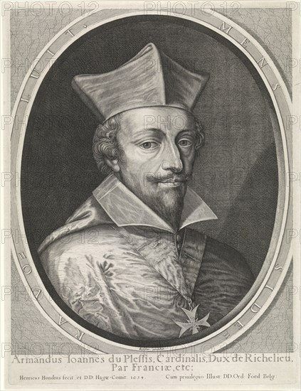 Portrait of Armand-Jean du Plessis, Duke of Richelieu, Hendrick Hondius (I), Claes Jansz. Visscher (II), Staten Generaal, 1634