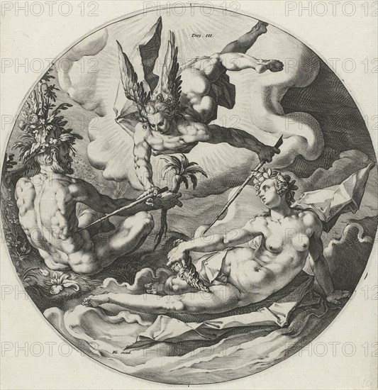 Third day of creation: separation of land and water, Jan Harmensz. Muller, Hendrick Goltzius, Hendrick Goltzius, 1589