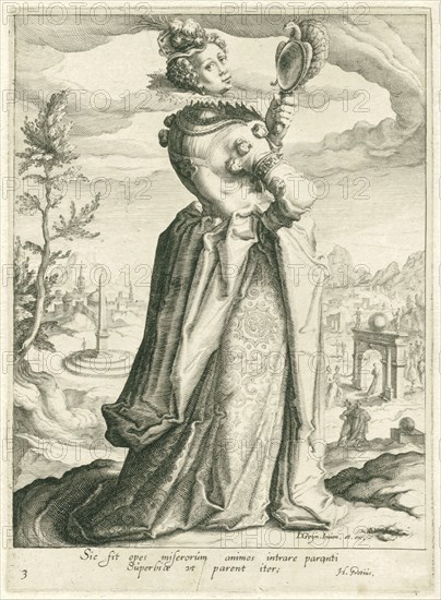 Pride (Superbia), Zacharias Dolendo, Jacob de Gheyn II, Hugo Grotius or Hugo de Groot, c. 1596 - c. 1597