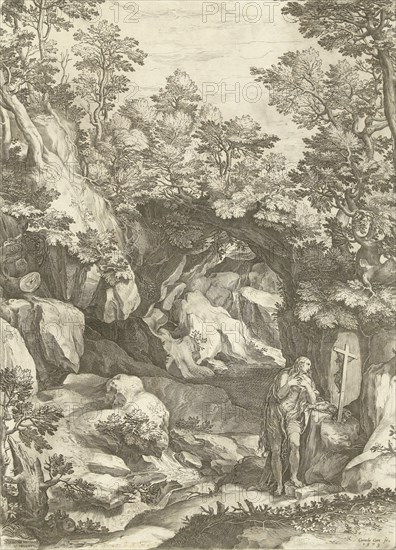 Landscape with the Penitent Magdalene, Cornelis Cort, Carlo Losi, 1573