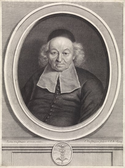 Portrait of IsmaÃ«l Bullialdus, Pieter van Schuppen, Lodewijk XIV (koning van Frankrijk), 1697