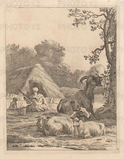 Shepherdess with sheep and a goat, Anonymous, Karel Dujardin, 1643 - 1692